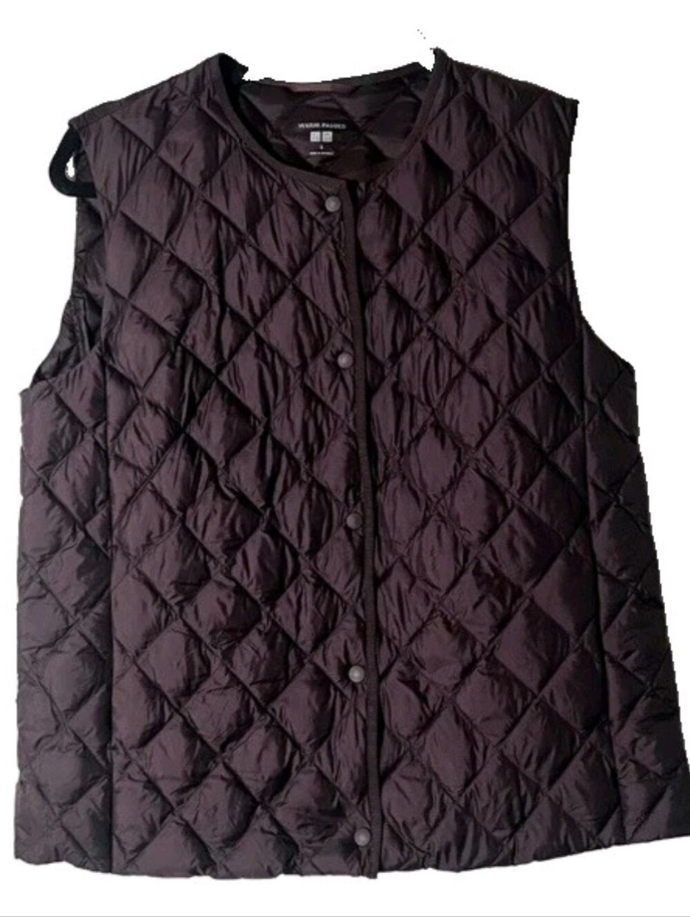 Uniqlo Warm Padded Quilted Puffer Vest Water Repel Lightweight Packable Purple